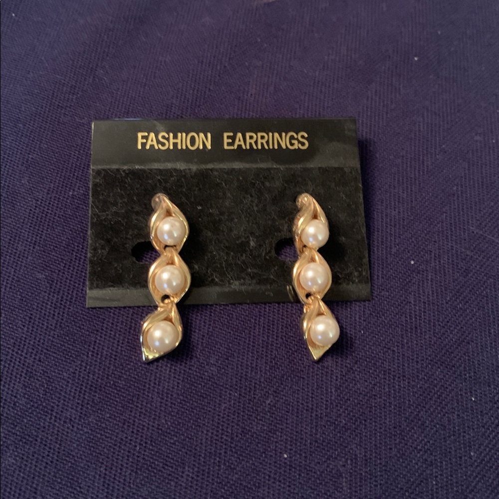 Gold and Pearl Drop Earrings
